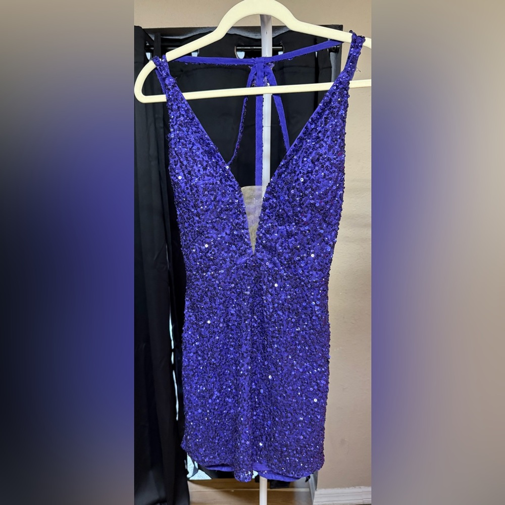 Elegant Purple Sequin Dress ALETA SIZE 4 PTP 19/20